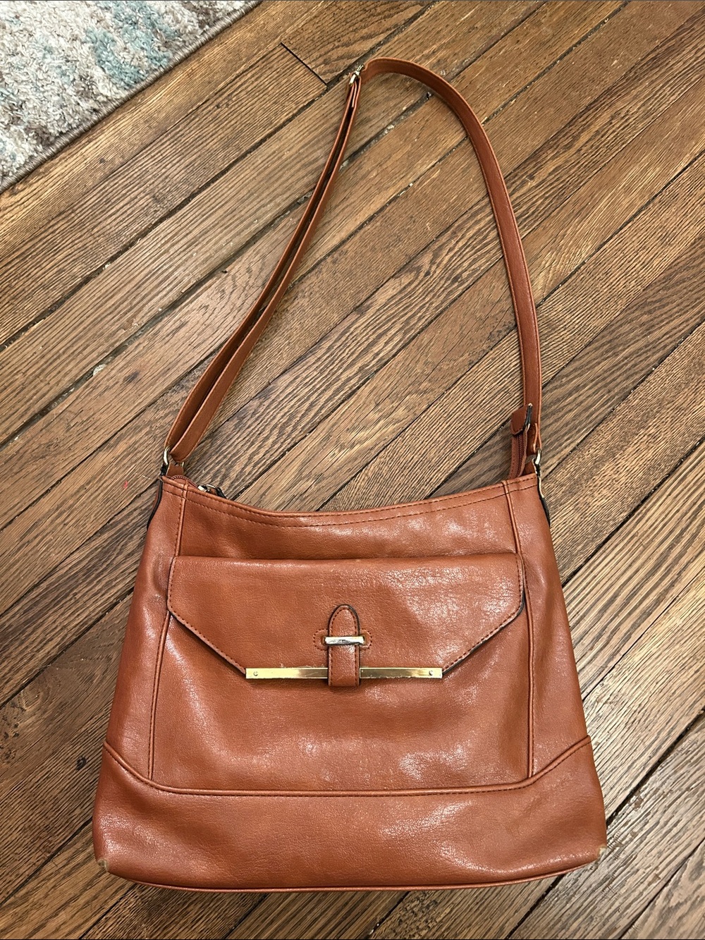 Women's Tan Faux Leather Shoulder Bag